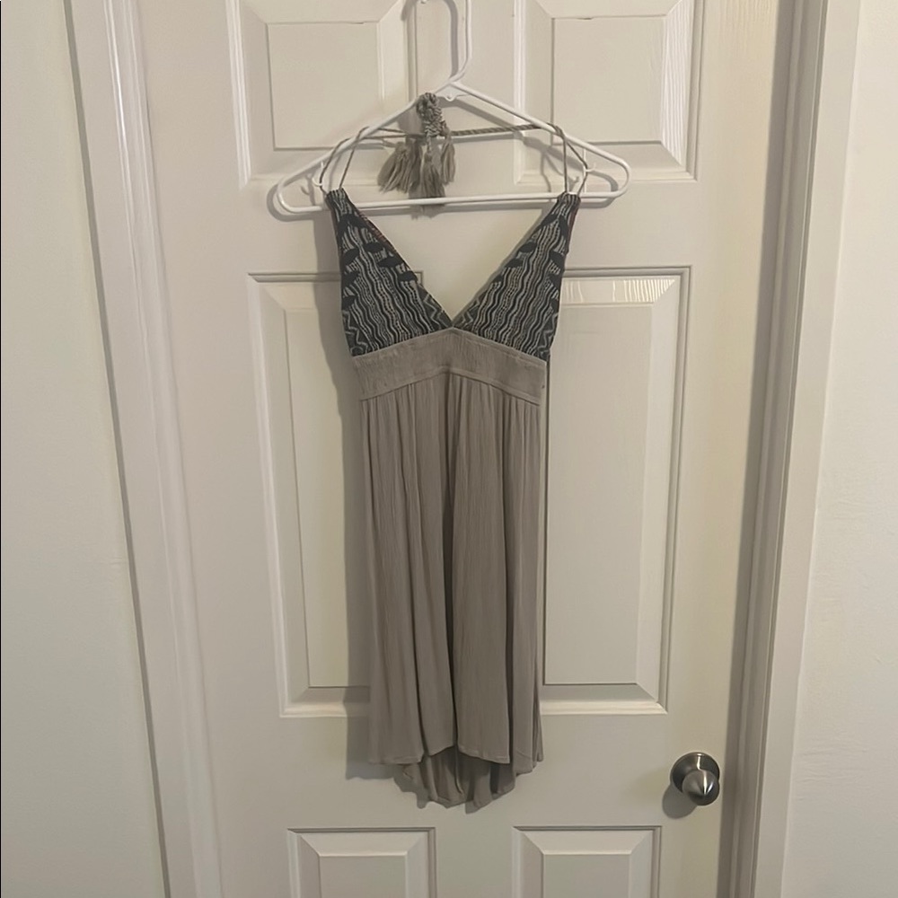 Gray Backless Beach Dress